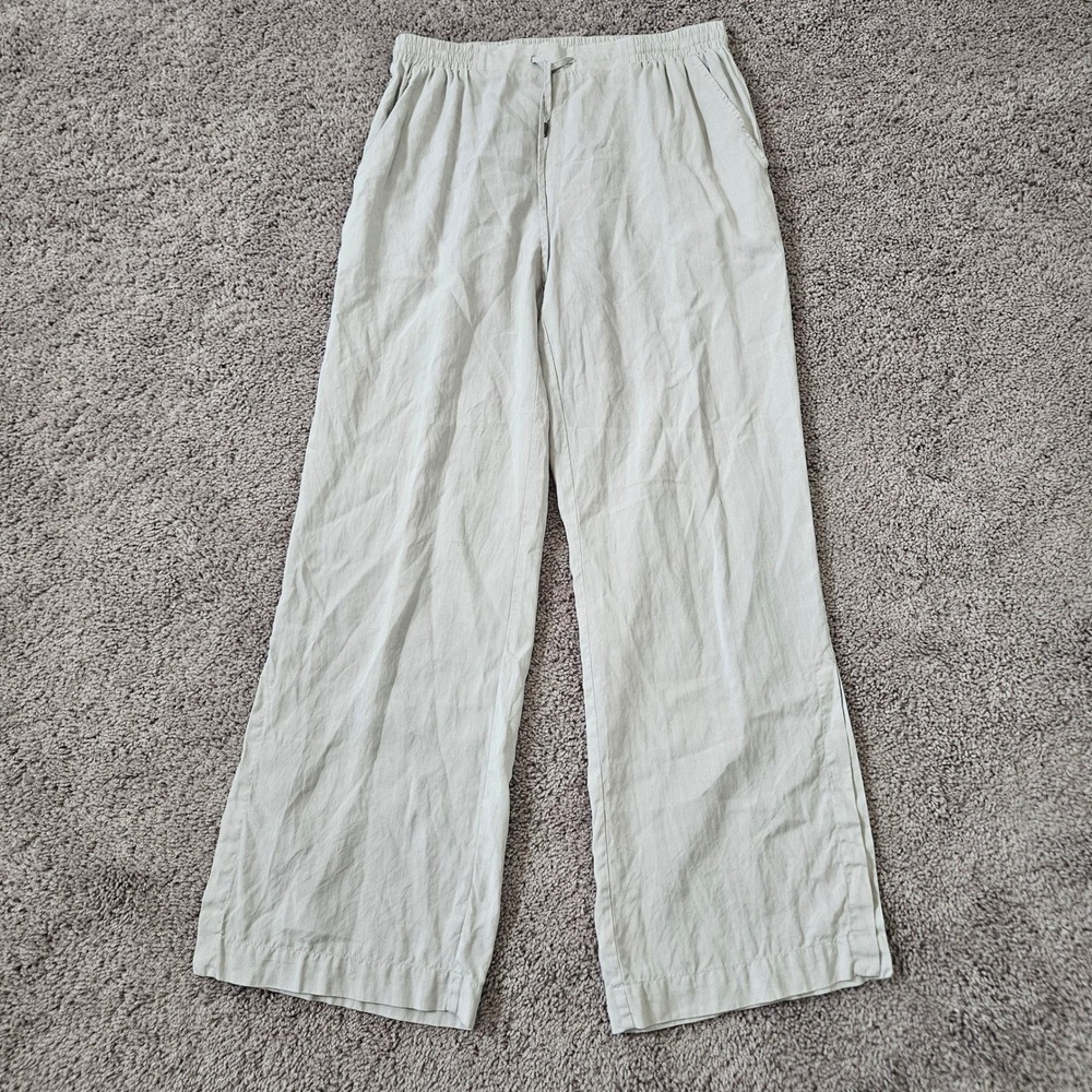 Go by GoSilk Washable Silk Wide Leg Drawstring Pants Womens Size M Taupe Coastal